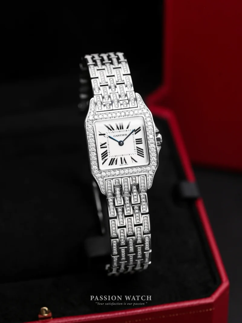Cartier Santos Demoiselle 2701 Custom Diamonds Thép không gỉ đính kim cương