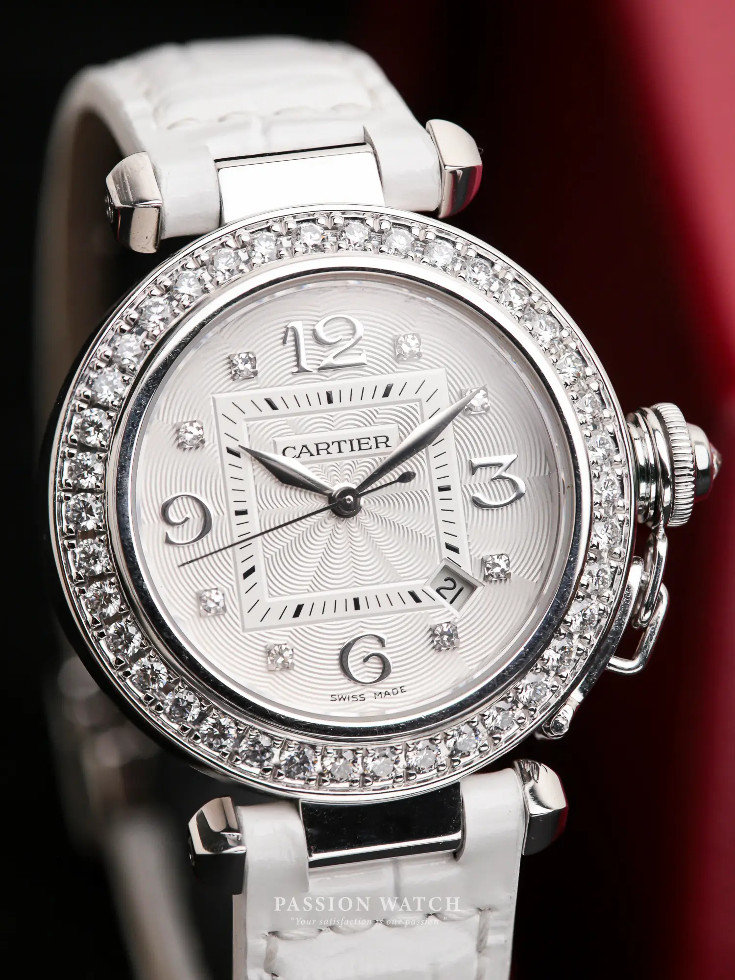 Đồng Hồ Cartier Pasha de Cartier White Gold & Diamonds 2398 2 dong ho cartier pasha de cartier white gold diamonds 2398 2