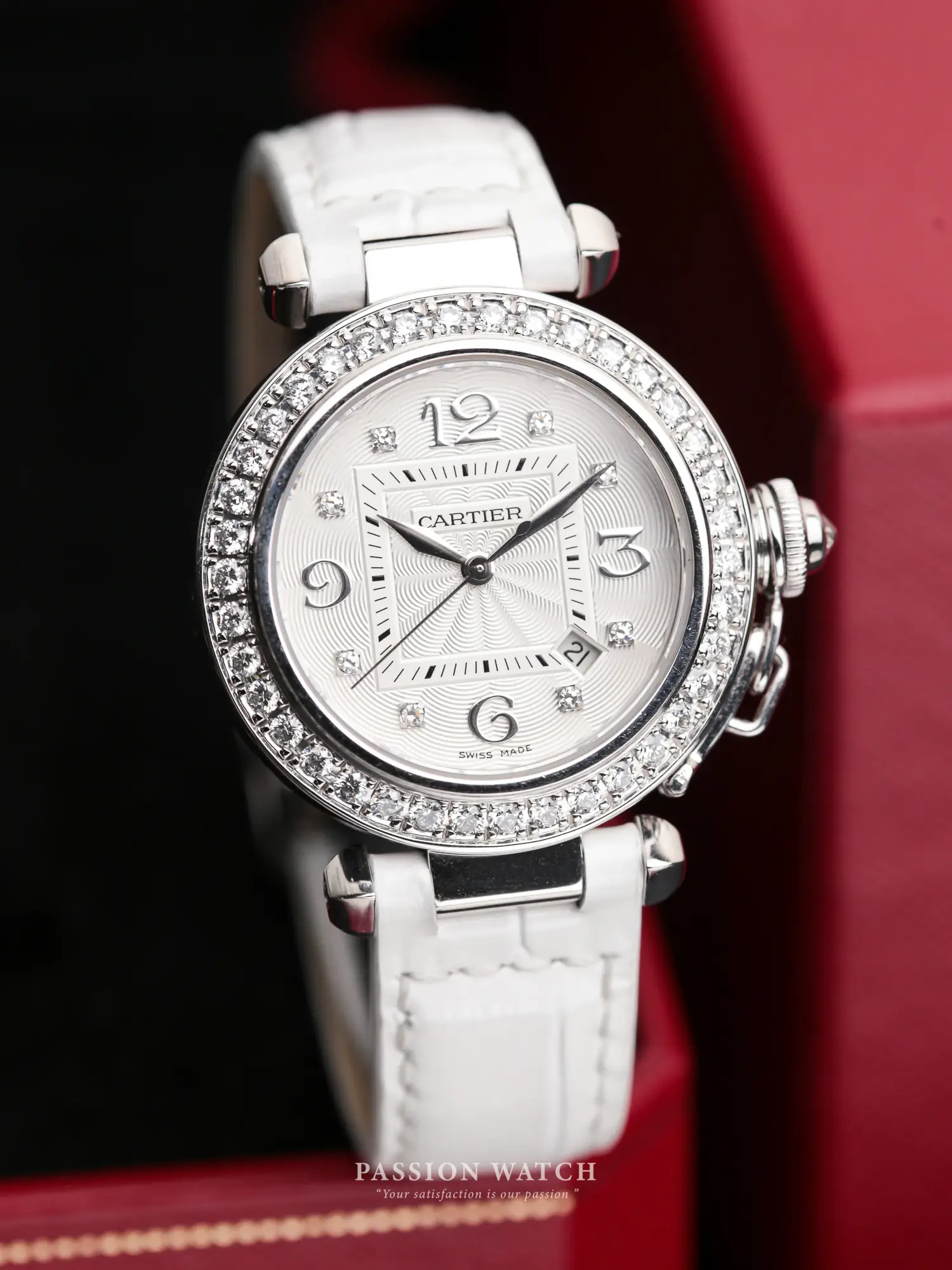 Đồng Hồ Cartier Pasha de Cartier White Gold & Diamonds 2398 1 Đồng Hồ Cartier Pasha de Cartier White Gold & Diamonds 2398