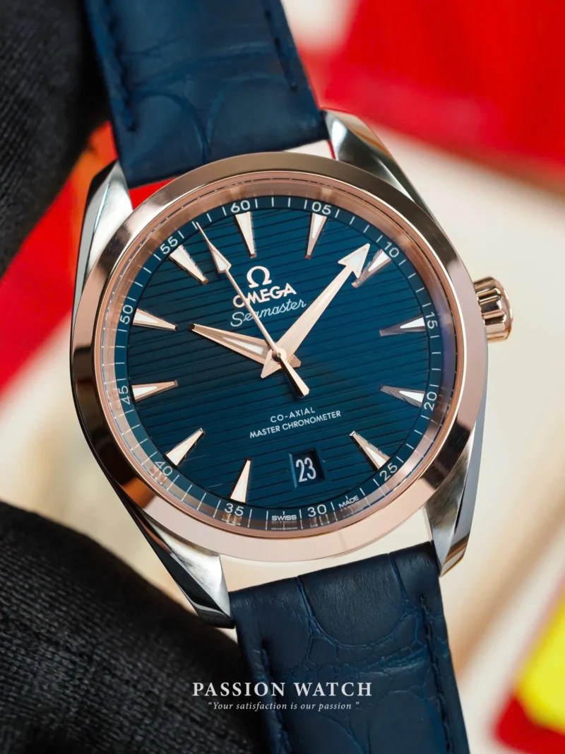 Đồng Hồ Omega Seamaster Aqua Terra 220.23.38.20.03.001 ( 22023382003001 ) mặt số xanh dương. Vỏ thép không gỉ / Vàng 18kt
