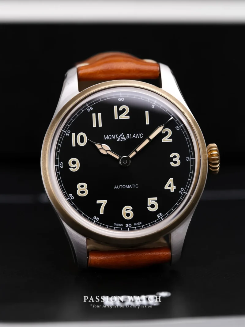 Đồng Hồ Montblanc 1858 117833 mặt số màu đen, niềng đồng Bronze